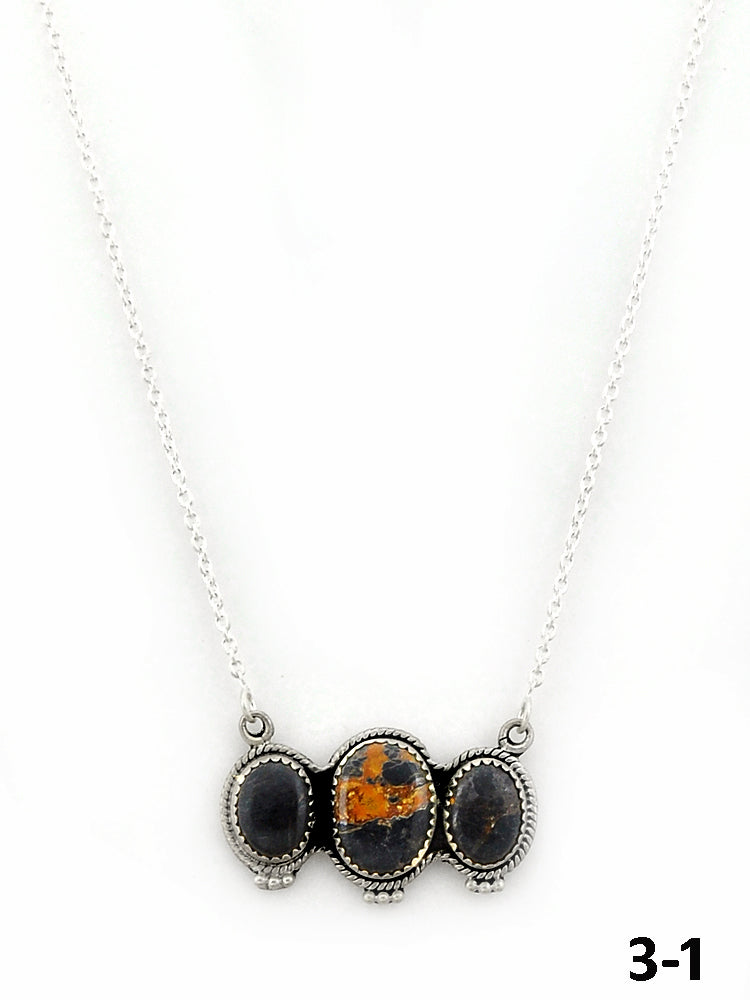 Southwest Made Black Jack Turquoise & Sterling Silver Necklace