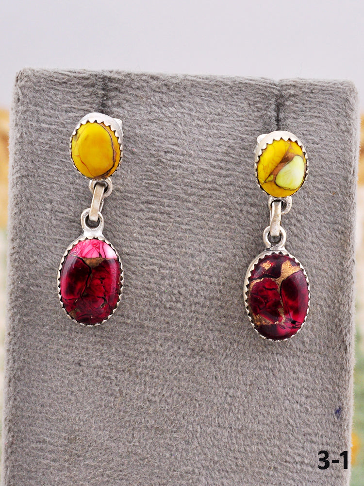 Southwest Made Multi Stone & Sterling Silver Post Earrings