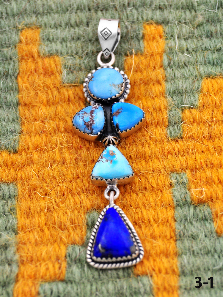 Southwest Handmade Multi Stone & Sterling Silver Pendant