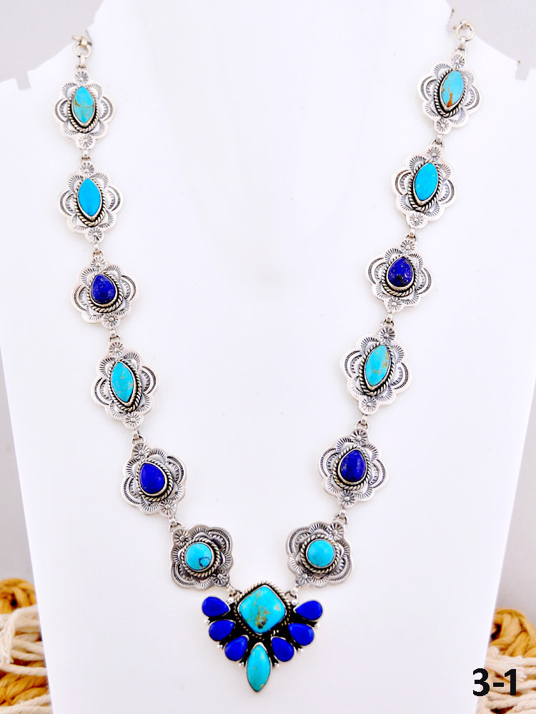 Southwest Handmade Multi Stone & Sterling Silver Necklace