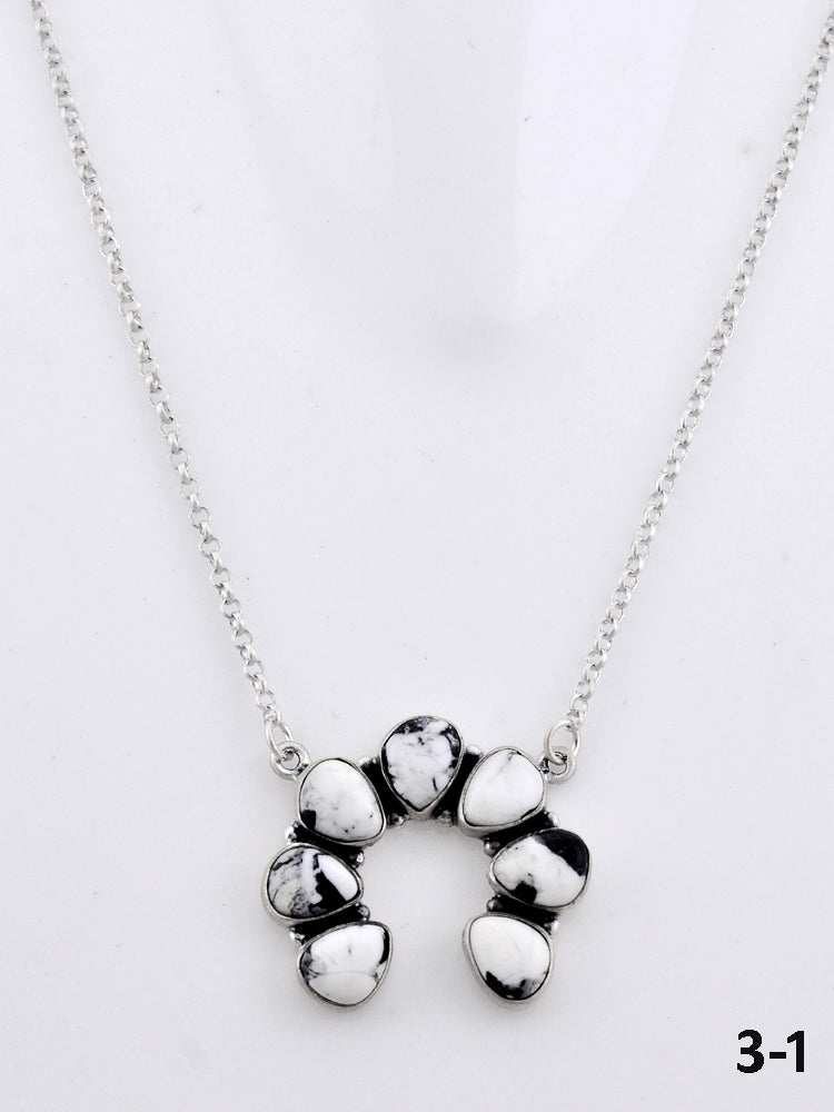Southwest Made White Buffalo & Sterling Silver Necklace