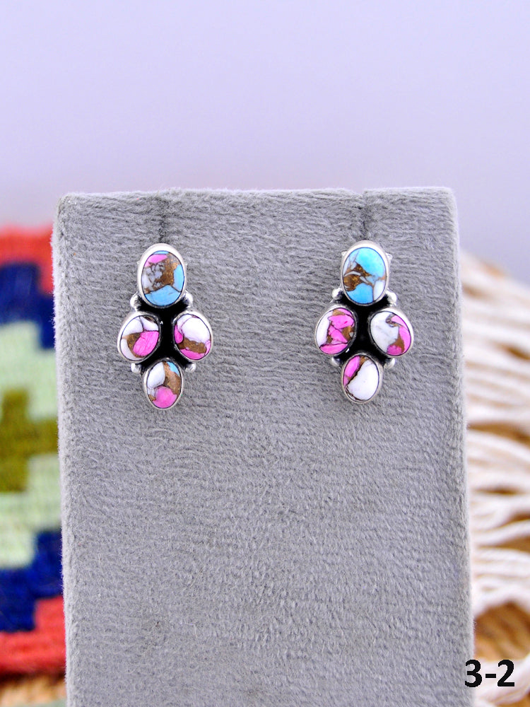 Southwest Made Cotton Candy & Sterling Silver Post Earrings