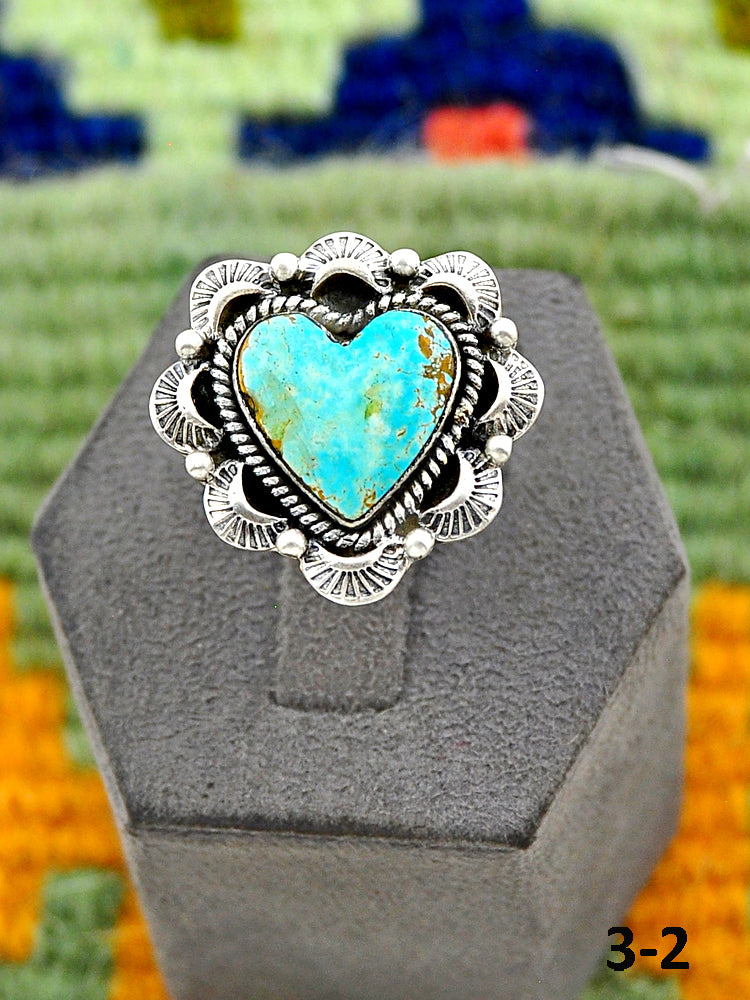 Southwest Handmade Ribbon Royston Turquoise & Sterling Silver Adjustable Ring