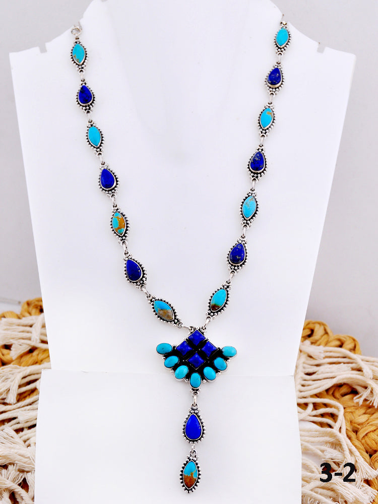 Southwest Handmade Multi Stone & Sterling Silver Necklace