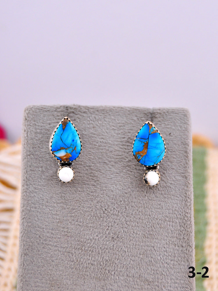 Southwest Made Purple Dahlia & Sterling Silver Post Earrings