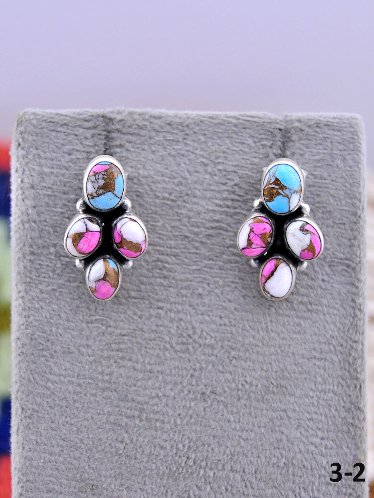 Southwest Made Cotton Candy & Sterling Silver Post Earrings