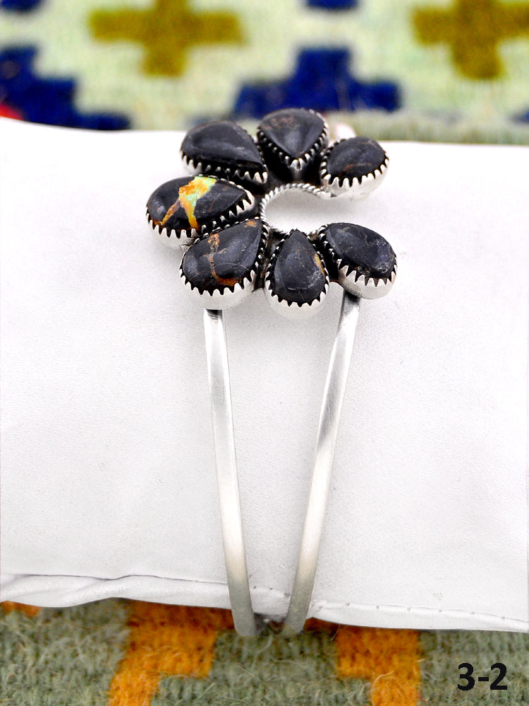 Southwest Handmade Black jack & Sterling Silver Cuff Bracelet
