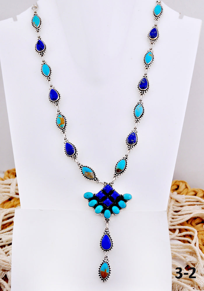 Southwest Handmade Multi Stone & Sterling Silver Necklace