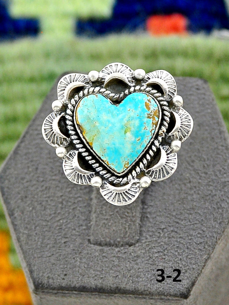 Southwest Handmade Ribbon Royston Turquoise & Sterling Silver Adjustable Ring