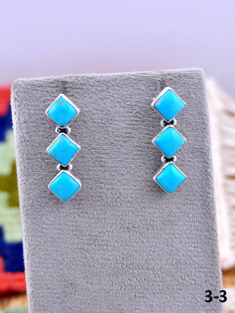 Southwest Made Kingman Turquoise & Sterling Silver Post Earrings