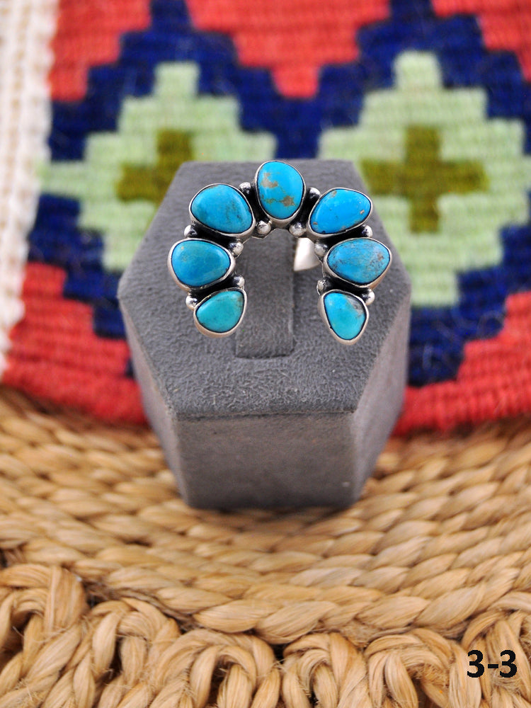 Southwest Made Kingman Turquoise & Sterling Silver Adjustable Ring