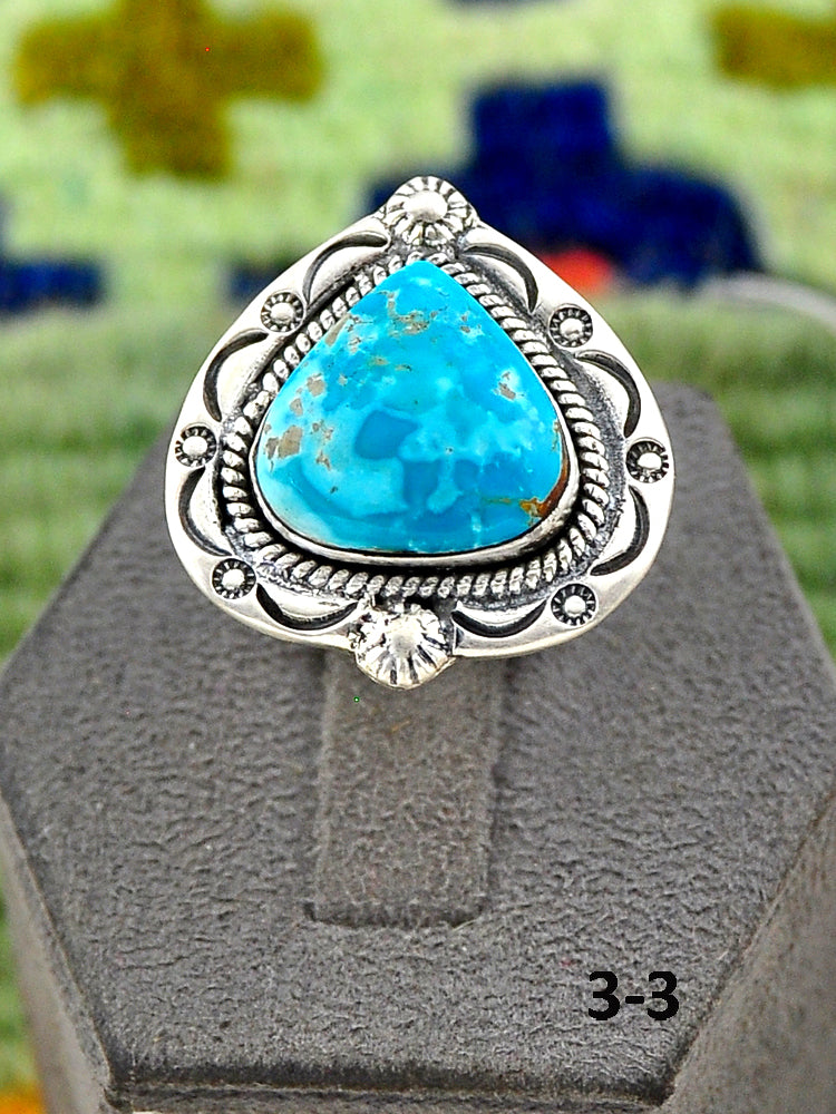 Southwest Handmade Ribbon Royston Turquoise & Sterling Silver Adjustable Ring