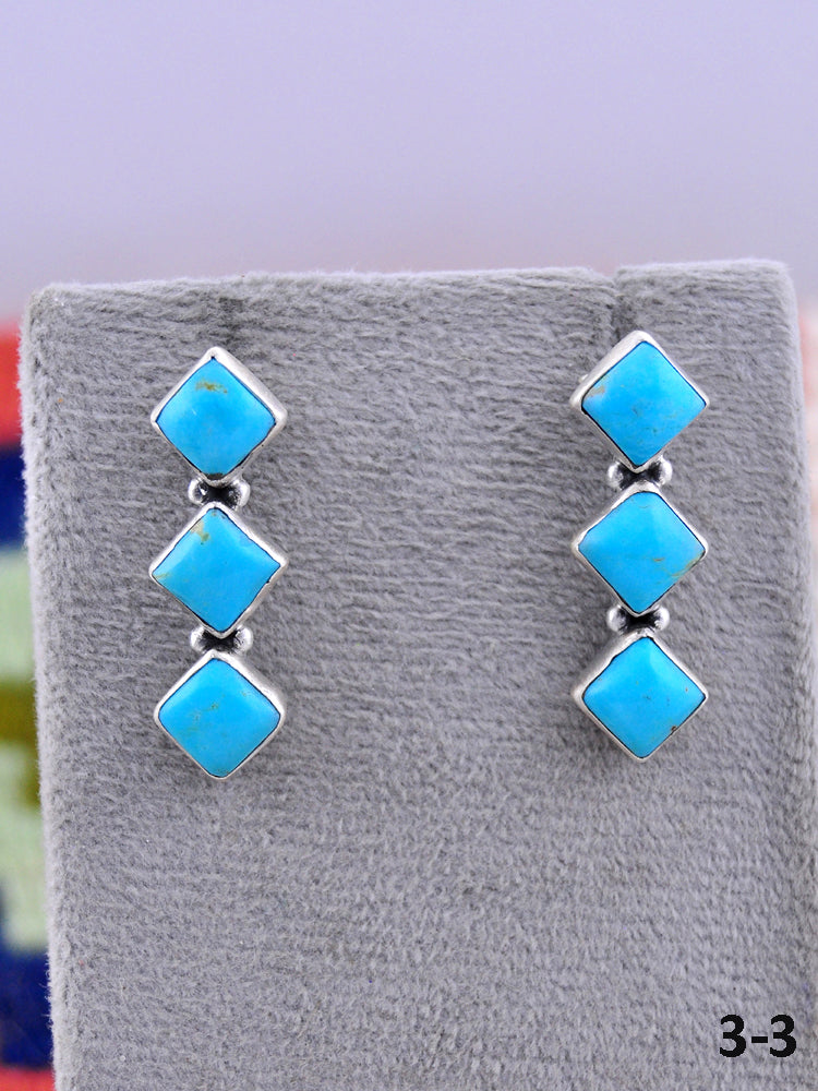 Southwest Made Kingman Turquoise & Sterling Silver Post Earrings