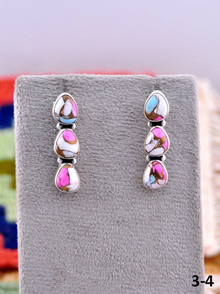 Southwest Made Cotton Candy & Sterling Silver Post Earrings