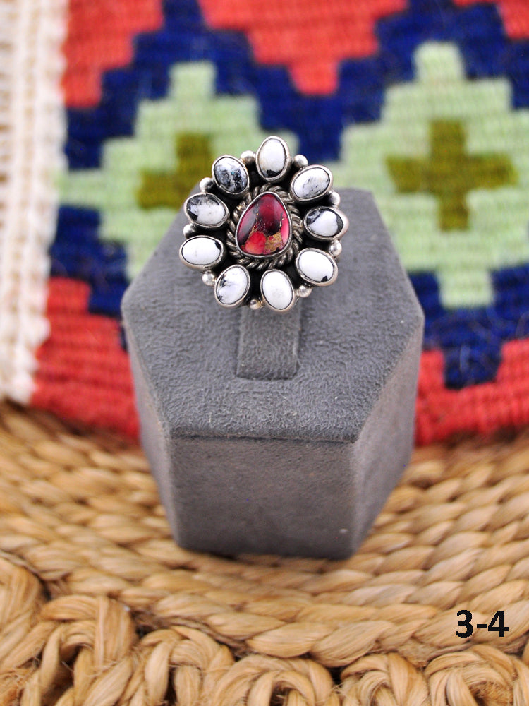 Southwest Made Multi Stone & Sterling Silver Adjustable Ring