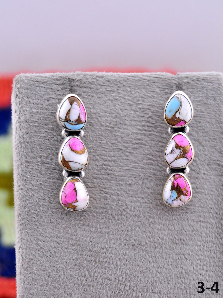 Southwest Made Cotton Candy & Sterling Silver Post Earrings