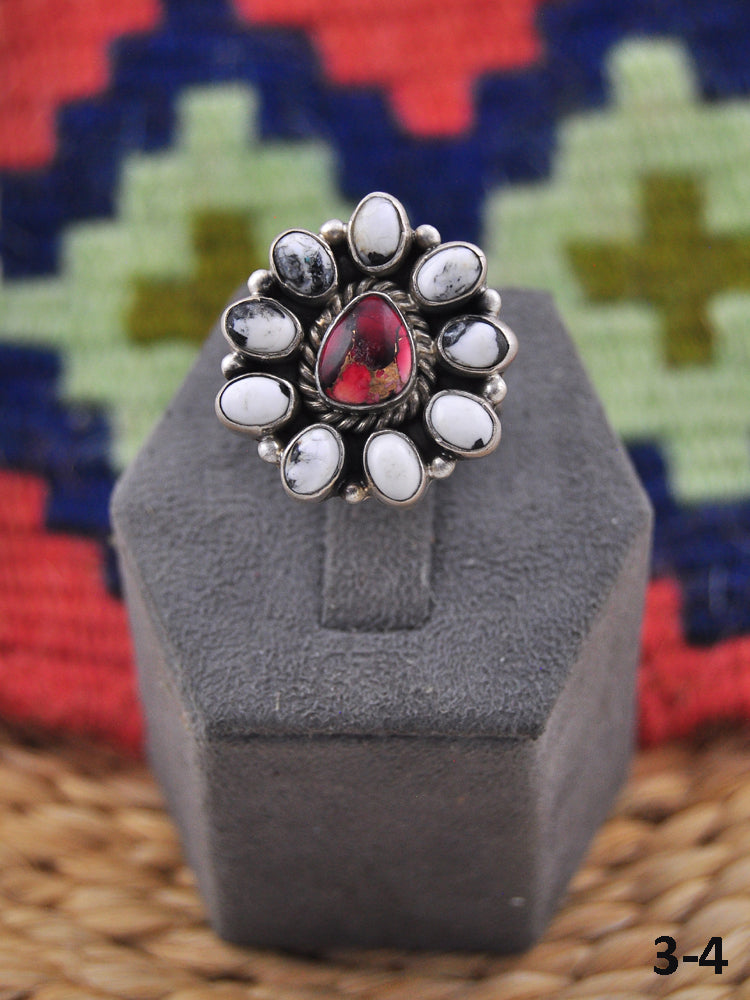Southwest Made Multi Stone & Sterling Silver Adjustable Ring