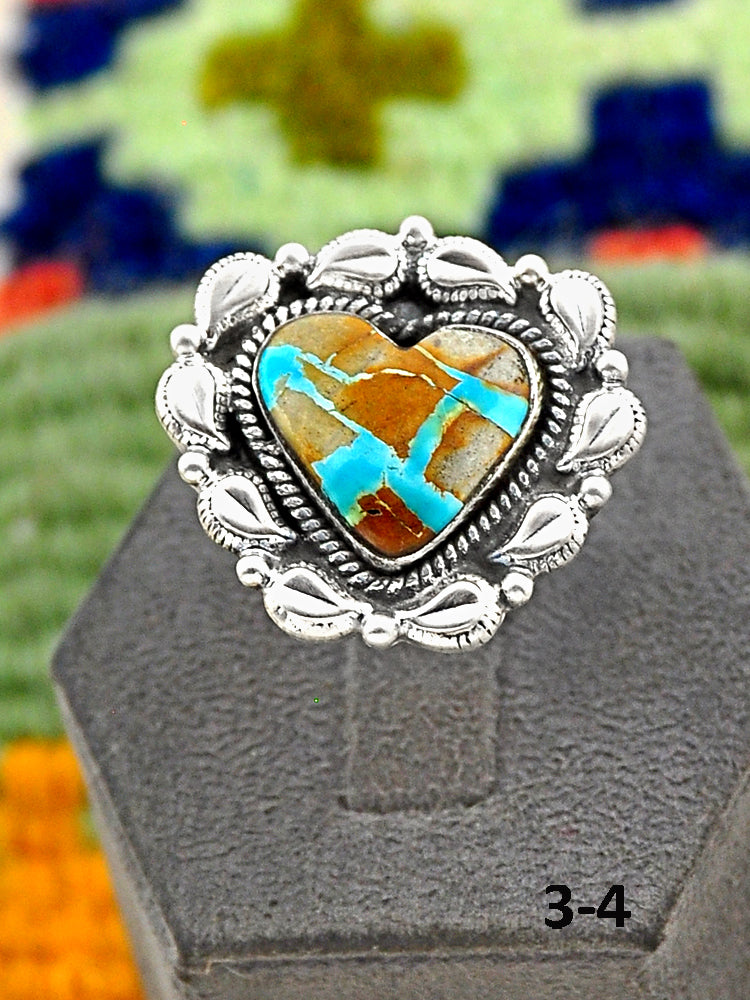 Southwest Handmade Ribbon Royston Turquoise & Sterling Silver Adjustable Ring