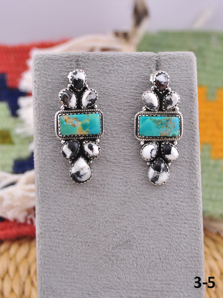 Southwest Made Multi Stone & Sterling Silver Post Earrings