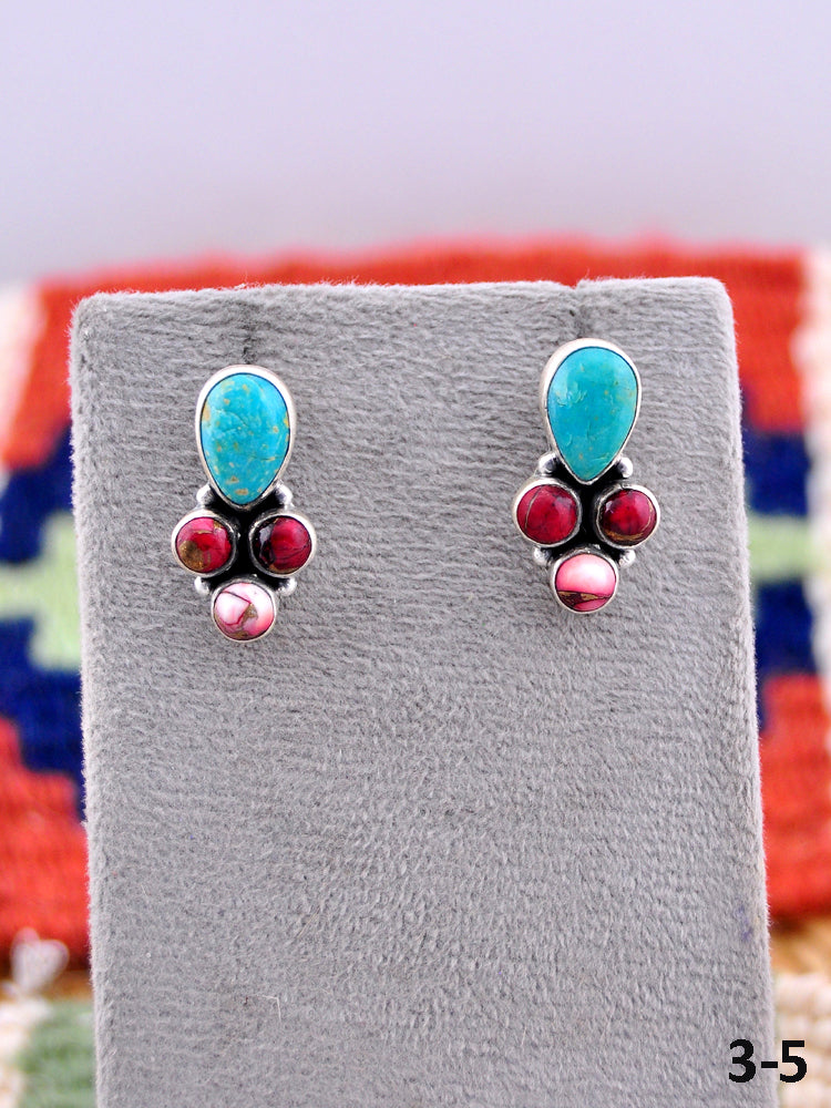Southwest Made Multistone & Sterling Silver Post Earrings