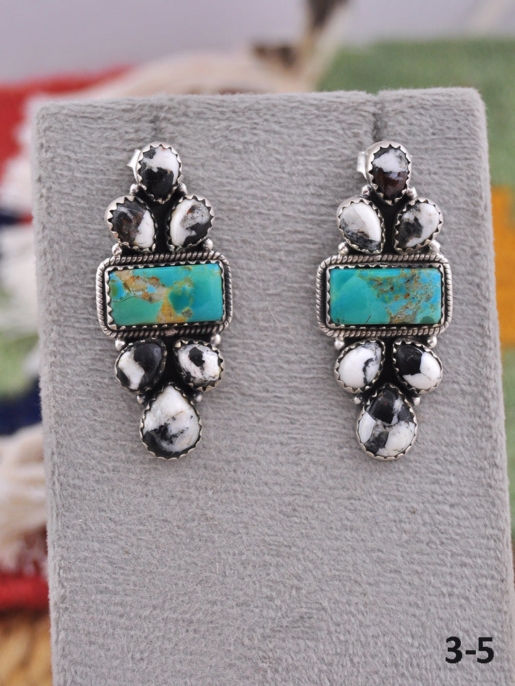 Southwest Made Multi Stone & Sterling Silver Post Earrings