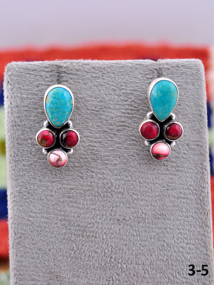 Southwest Made Multistone & Sterling Silver Post Earrings
