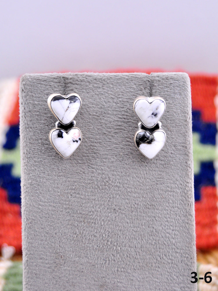 Southwest Made White Buffalo & Sterling Silver Post Earrings