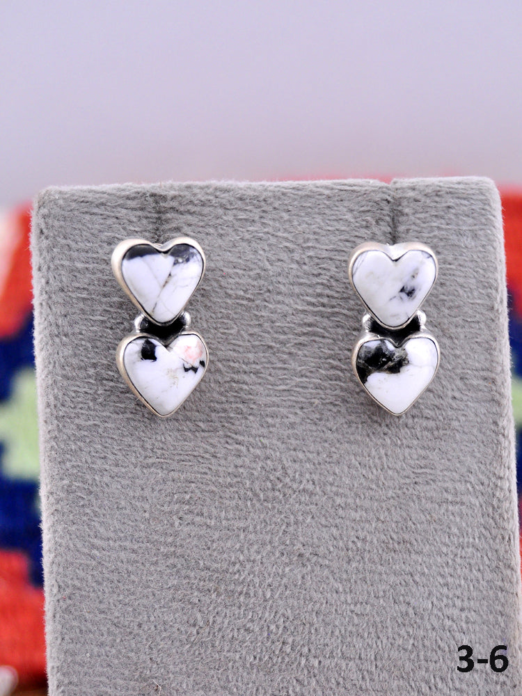Southwest Made White Buffalo & Sterling Silver Post Earrings