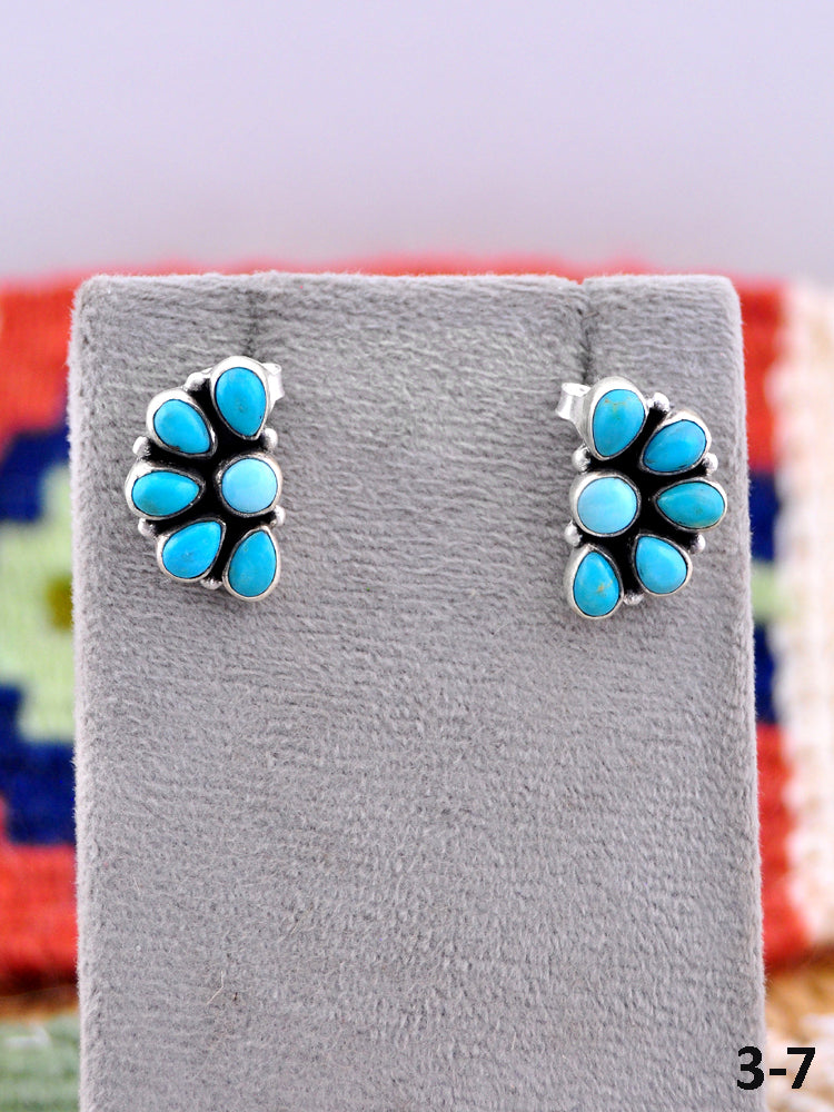 Southwest Made Kingman Turquoise & Sterling Silver Post Earrings