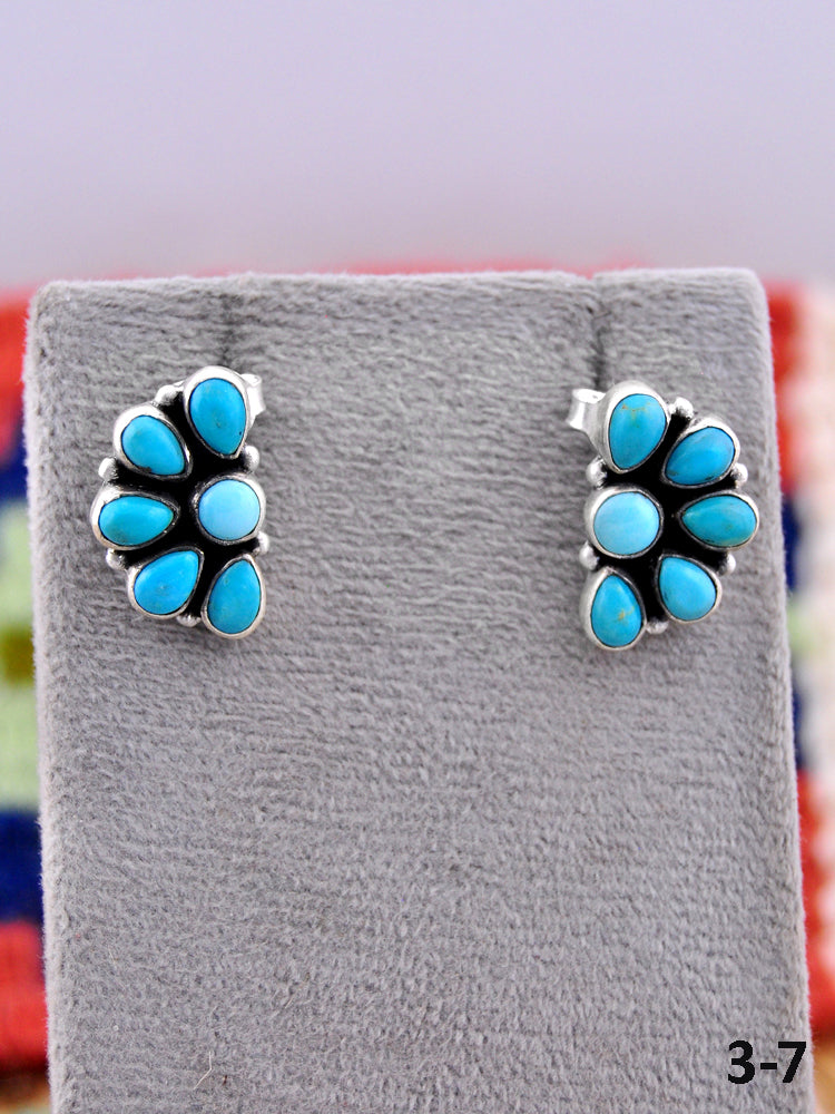 Southwest Made Kingman Turquoise & Sterling Silver Post Earrings
