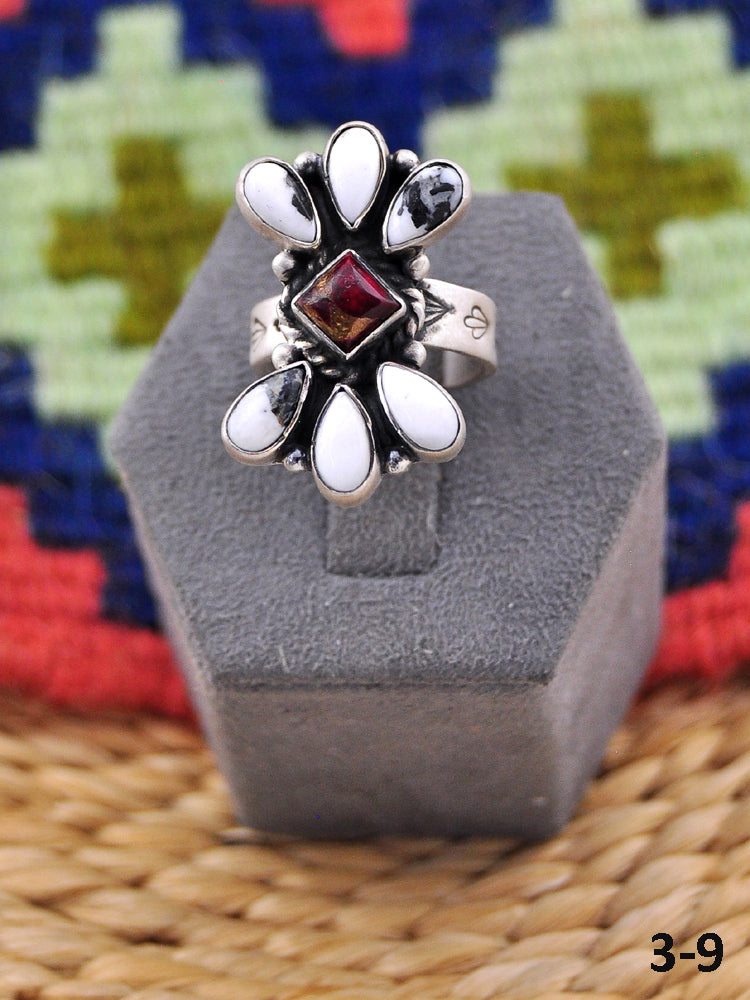Southwest Made Multi Stone & Sterling Silver Adjustable Ring