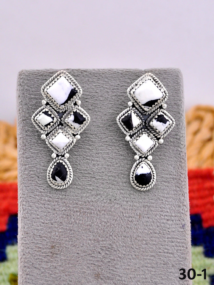 Southwest Made White Buffalo & Sterling Silver Post Earrings