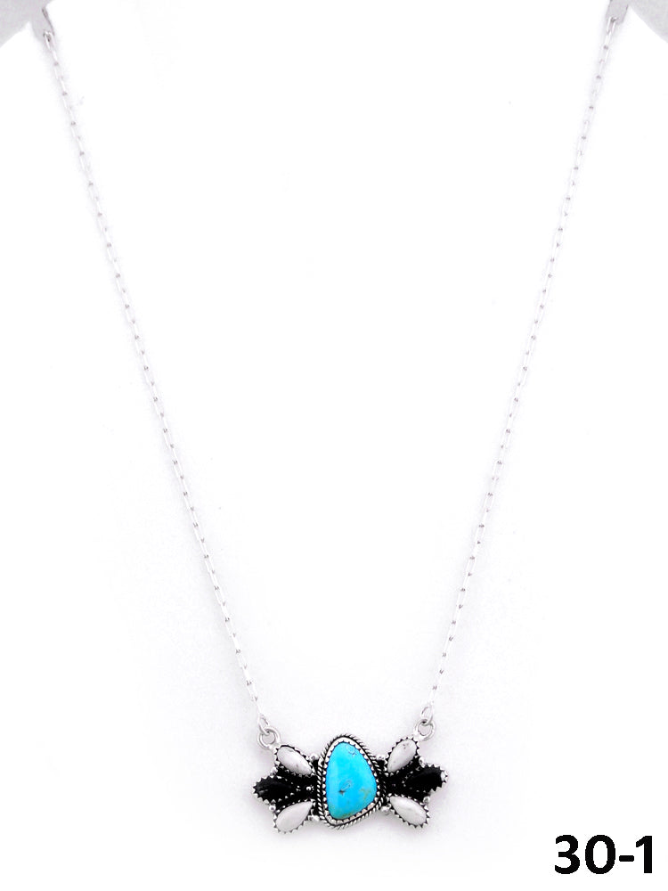 Southwest Handmade Santa Maria with White Buffalo & Sterling Silver Necklace
