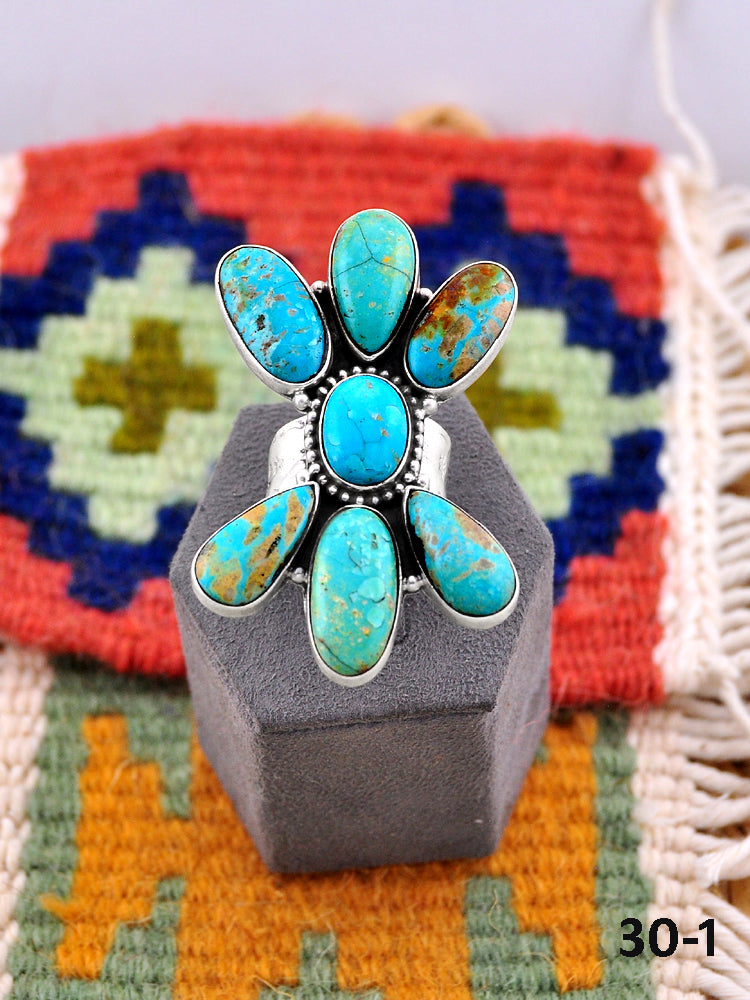Southwest Made Royston Turquoise & Sterling Silver Adjustable Ring