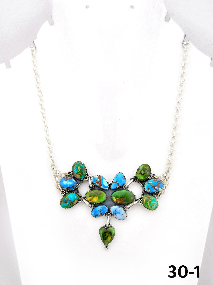 Southwest Made Sonoran Mountain with Golden Hill’s Turquoise & Sterling Silver Necklace