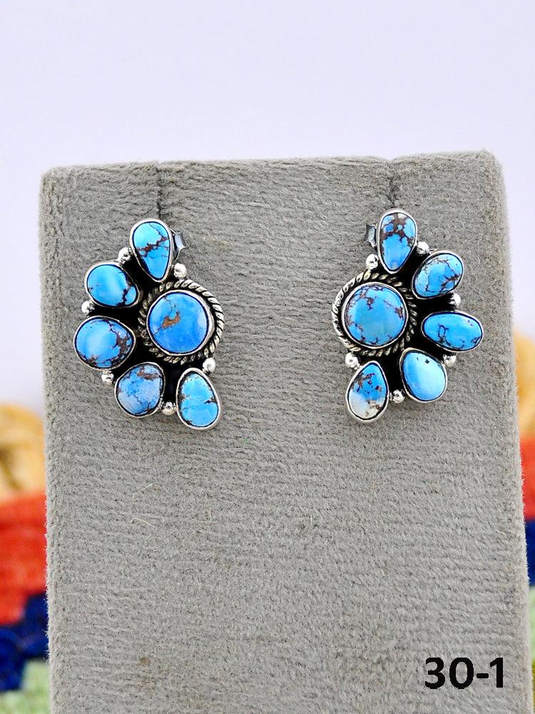 Southwest Made Golden Hills Turquoise & Sterling Silver Post Earrings