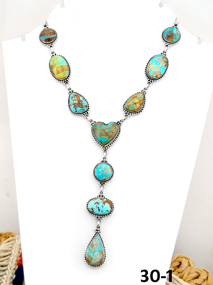 Southwest Handmade #8 Turquoise & Sterling Silver Necklace