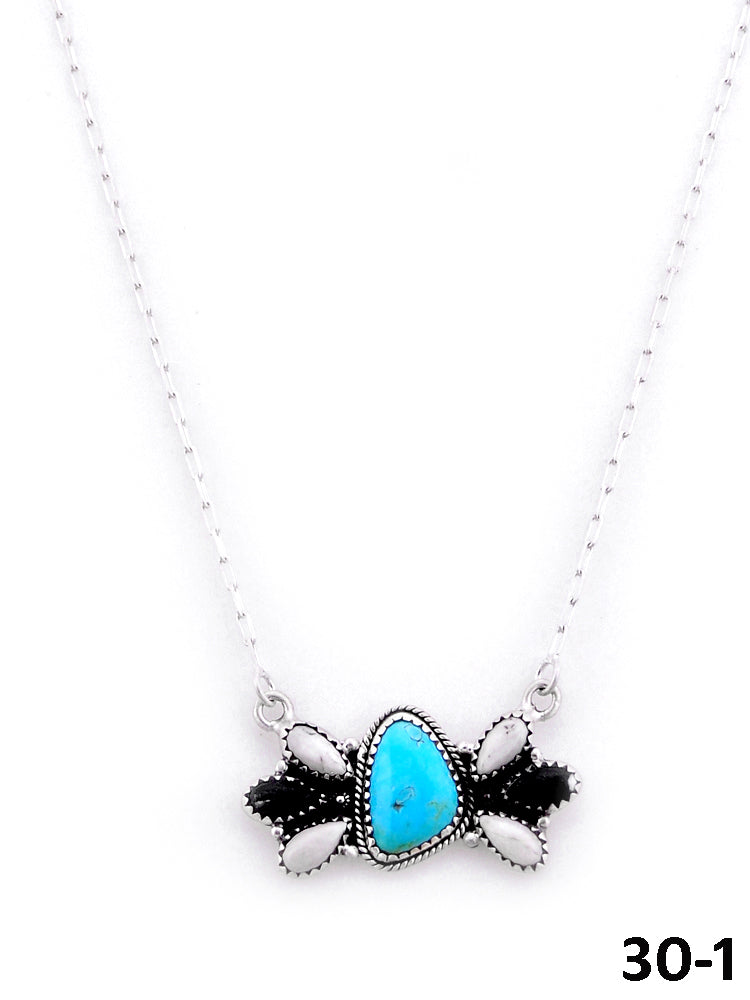 Southwest Handmade Santa Maria with White Buffalo & Sterling Silver Necklace