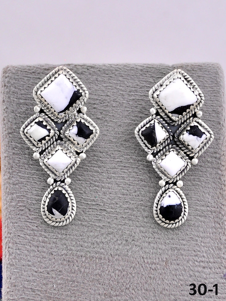 Southwest Made White Buffalo & Sterling Silver Post Earrings