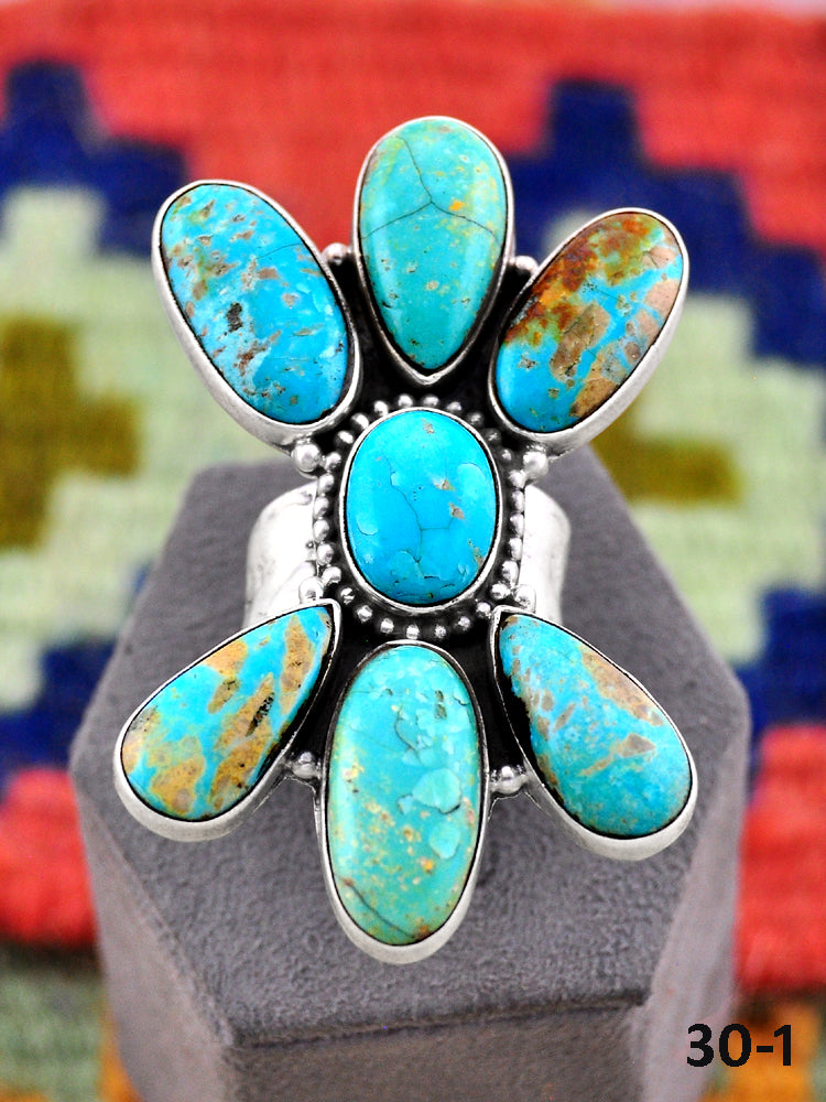 Southwest Made Royston Turquoise & Sterling Silver Adjustable Ring