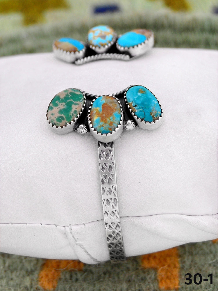 Southwest Handmade Royston & Sterling Silver Cuff Bracelet