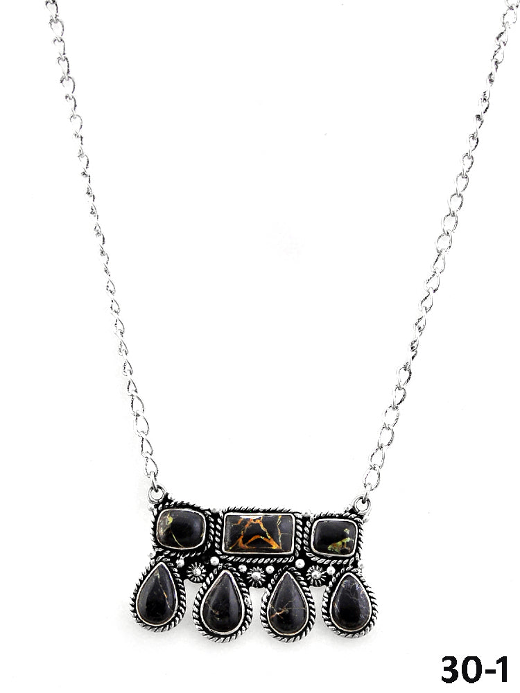 Southwest Made Multistone Turquoise & Sterling Silver Necklace