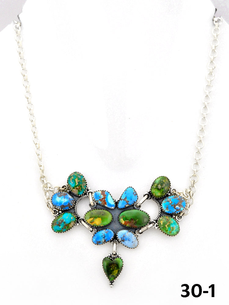 Southwest Made Sonoran Mountain with Golden Hill’s Turquoise & Sterling Silver Necklace