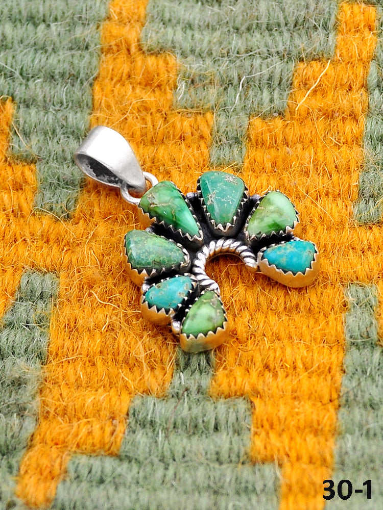 Southwest Made Emerald Valley Turquoise & Sterling Silver Naja Pendant