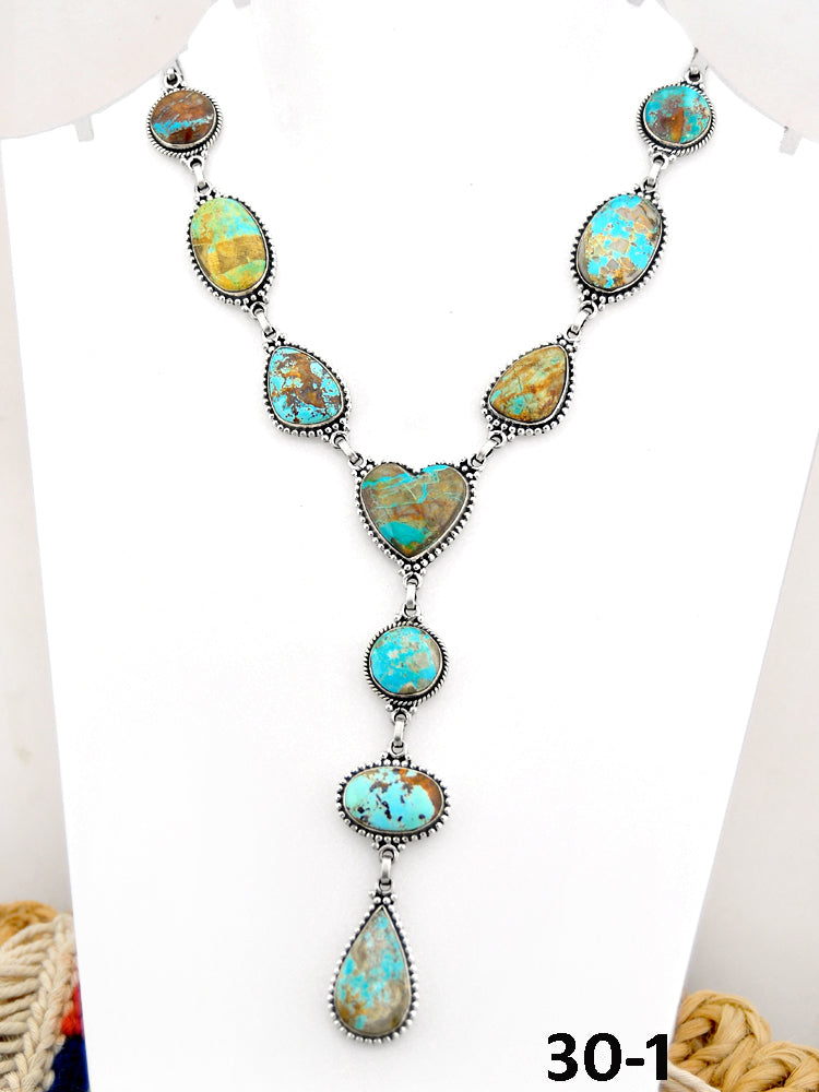 Southwest Handmade #8 Turquoise & Sterling Silver Necklace