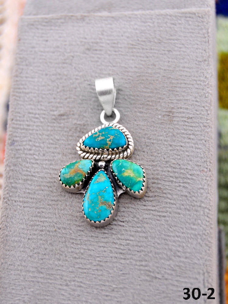 Southwest Made Emerald Valley Turquoise & Sterling Silver Pendant