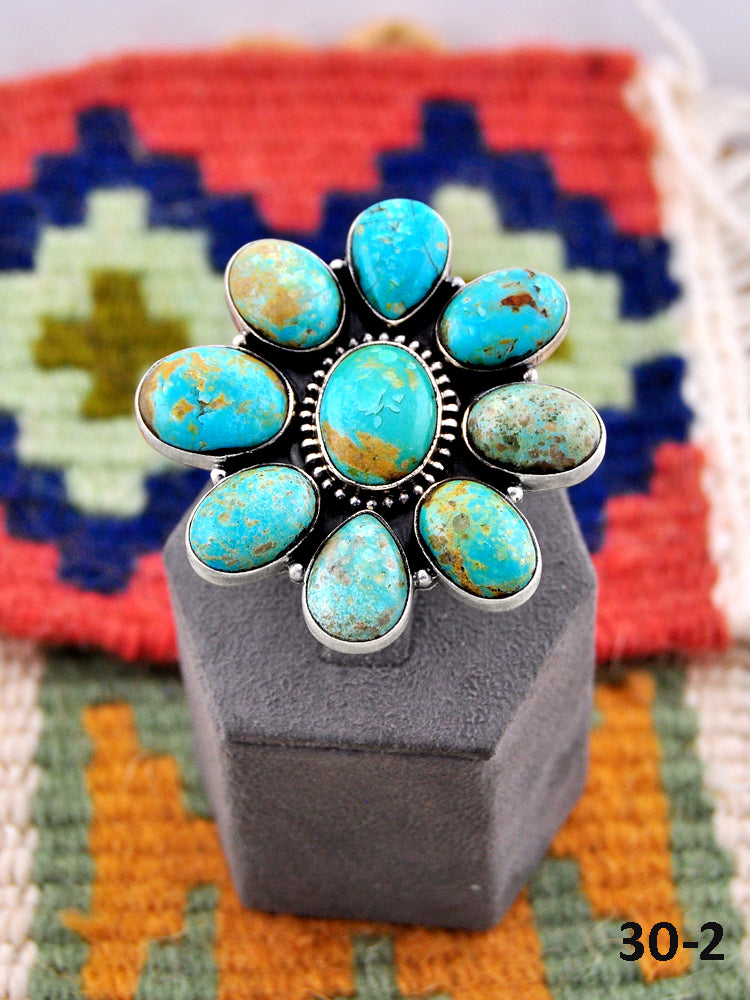 Southwest Made Royston Turquoise & Sterling Silver Adjustable Ring