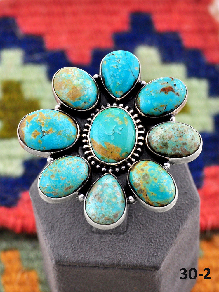 Southwest Made Royston Turquoise & Sterling Silver Adjustable Ring
