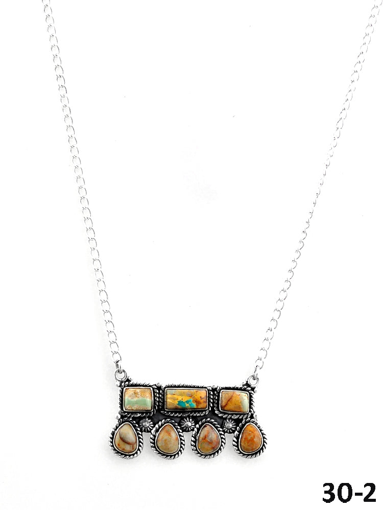 Southwest Made Multistone Turquoise & Sterling Silver Necklace