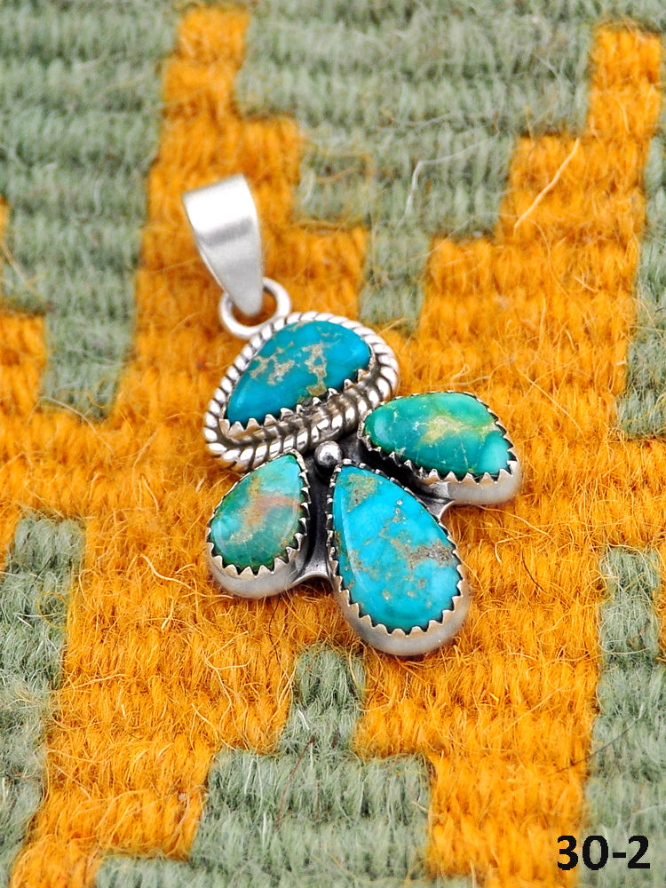 Southwest Made Emerald Valley Turquoise & Sterling Silver Pendant